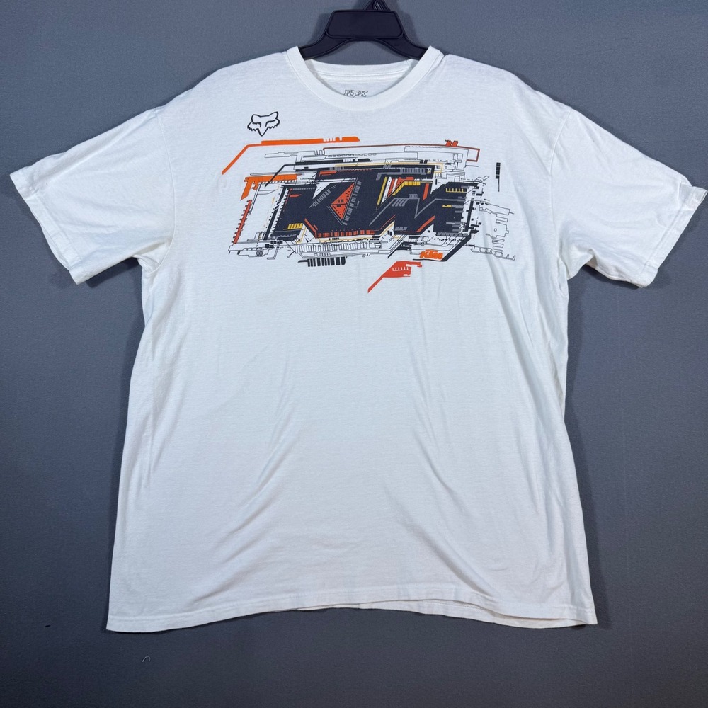 Fox T Shirt Mens XXL White KTM Licensed Product Motocross Graphic Tee Racing